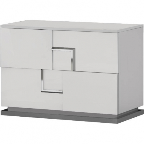 Infinity Nightstand in Bianco Lucido Gloss White & Steel